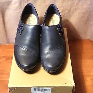 SALE! Collection by Clarks Emslie Warren Women's Ankle Boots Navy Button Detail